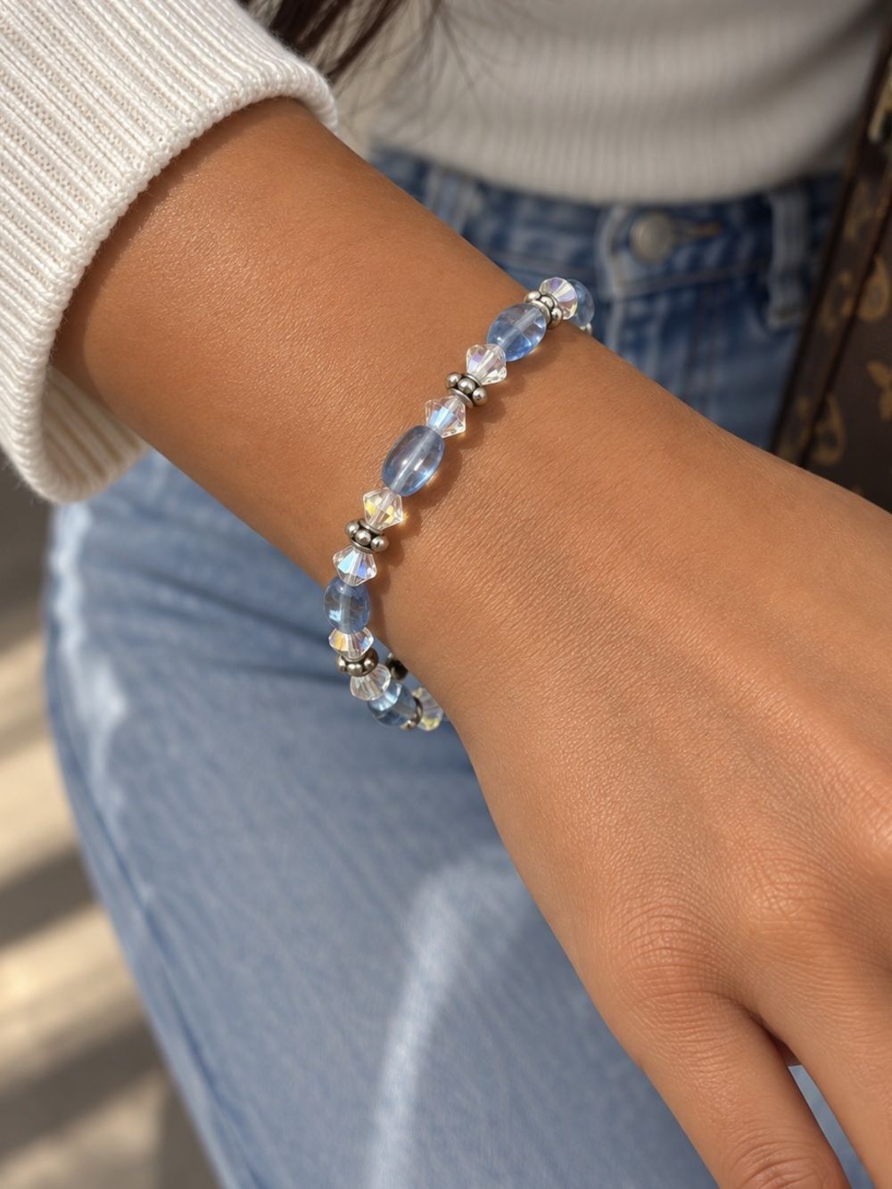 Blue Crystal Beaded Bracelet - Women Jewelry